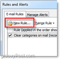 crie uma nova regra no Outlook 2010