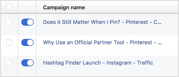 convenção de nomenclatura de campanha de anúncios do Facebook