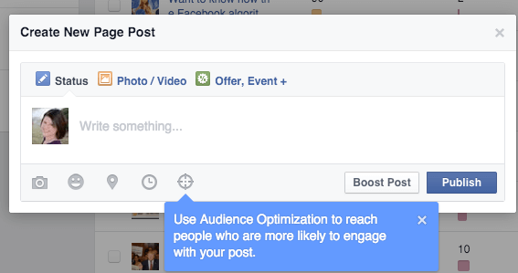 otimização de audiência do Facebook para ícone de postagens