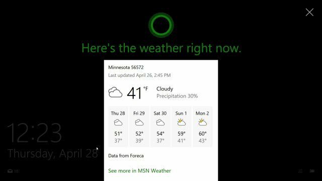 Cortana na tela de bloqueio do Windows 10