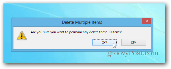 Faça o Windows 8 exibir a mensagem de confirmação de exclusão