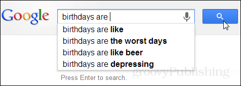 O que o Google pensa dos aniversários