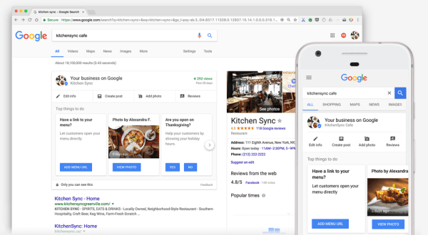 O Google introduziu um novo painel de negócios simples e fácil de acessar na Pesquisa.