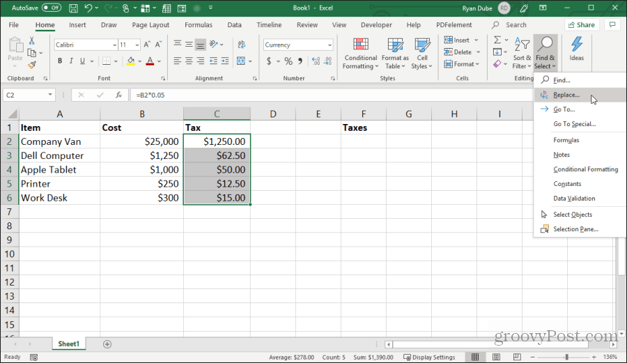 substituindo caracteres de fórmula no Excel
