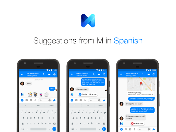 Os usuários do Facebook Messenger agora podem receber sugestões do M em inglês e espanhol.