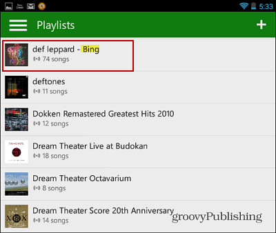 Aplicativo para Android do Xbox Music