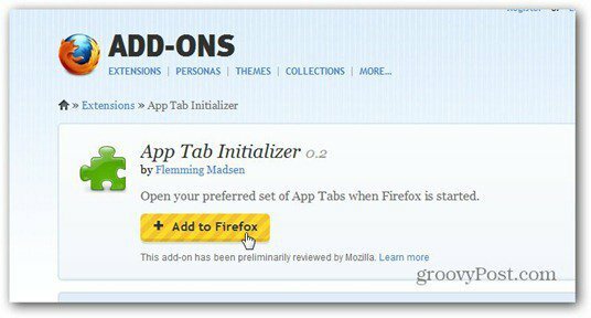 inicializador de guias de aplicativos adicionar ao Firefox