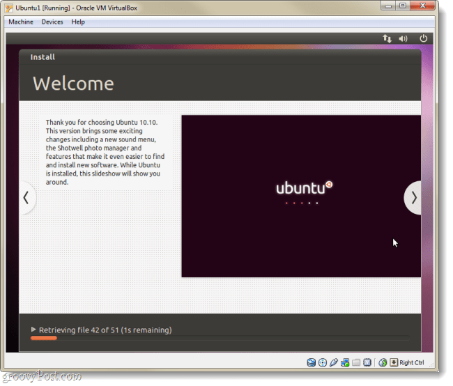 página de boas-vindas da instalação do ubuntu