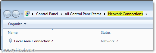 a janela de conexões de rede do painel de controle no windows 7