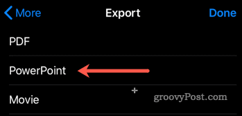 Exportando do Keynote para o PowerPoint no iOS