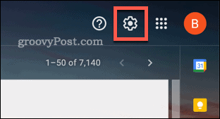 O ícone de configurações rápidas no Gmail