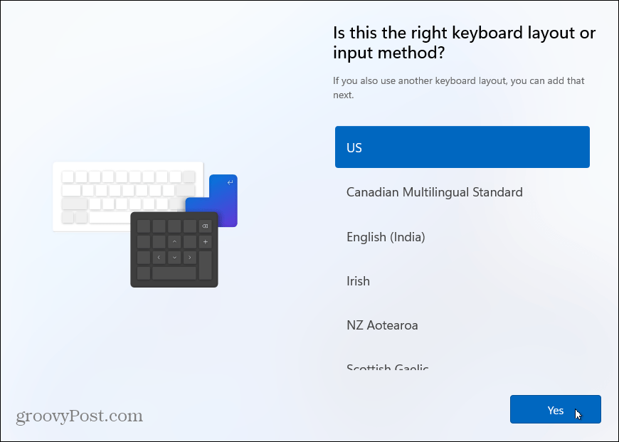 Layout de teclado instalar janelas 11