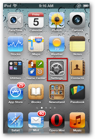 configurações do ipod