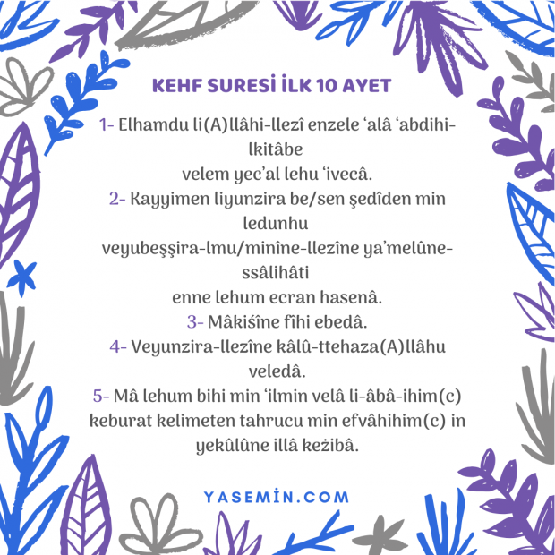 Lendo os 5 primeiros versos de Surat al-Kahf em turco