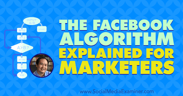 O algoritmo do Facebook explicado para profissionais de marketing, apresentando ideias de Dennis Yu no podcast de marketing de mídia social.