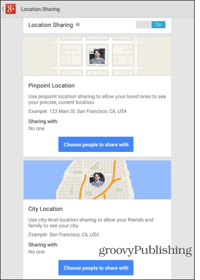 Configurações de local de atualização do aplicativo Google Android