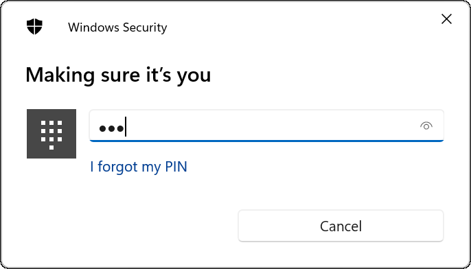 Faça login com PIN ou senha