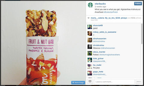 imagem do instagram da starbucks com #glutenfree