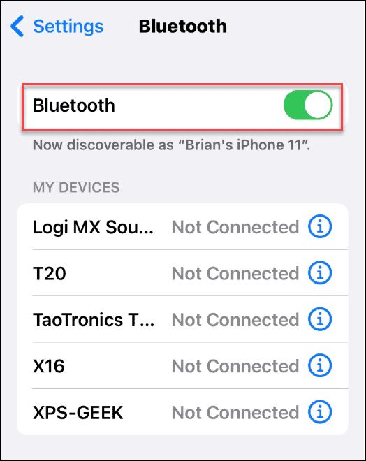 bluetooth compartilhar uma senha wi-fi no iPhone