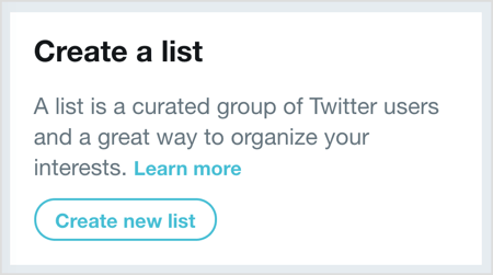 Clique em Criar nova lista e selecione os usuários que deseja adicionar à sua lista do Twitter.