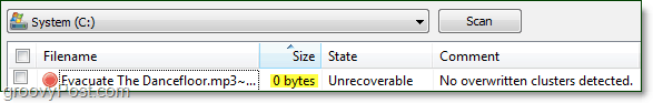 arquivos de zero byte provavelmente são irrecuperáveis