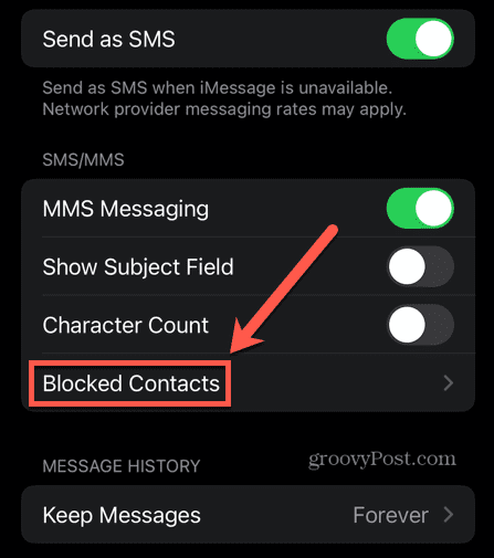 mensagens do iphone contatos bloqueados