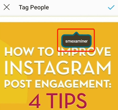 exemplo de uma tag de postagem do instagram depois de aplicada