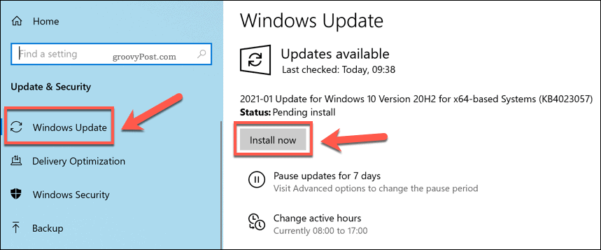 Instalando novas atualizações do Windows