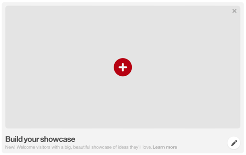 Clique no botão vermelho + para criar uma demonstração do Pinterest.