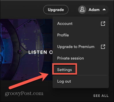 configurações do spotify