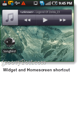 widget para Android songbird e captura de tela de atalho