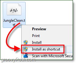 instalar uma fonte do Windows 7 como um atalho