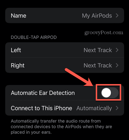 airpods detecção automática de ouvido desligado