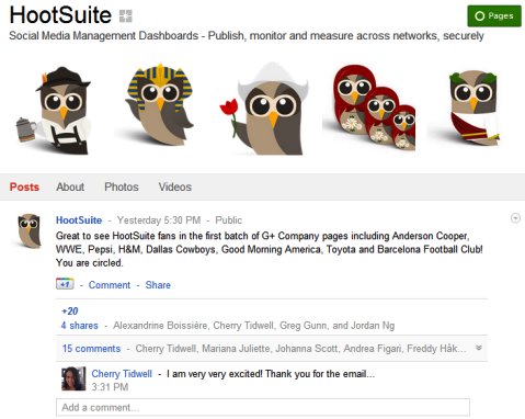Páginas do Google+ - HootSuite