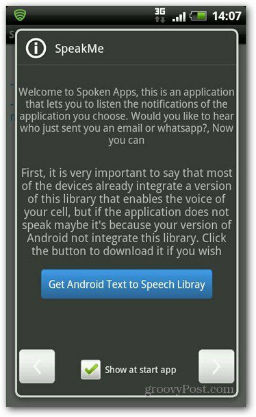 Biblioteca de texto em fala do SpeakMe para Android