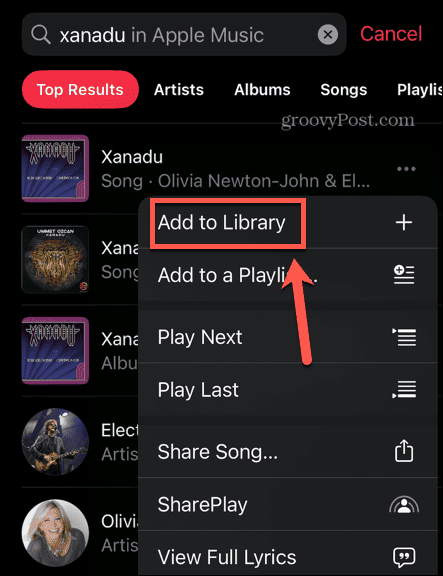 apple music adicionar à biblioteca