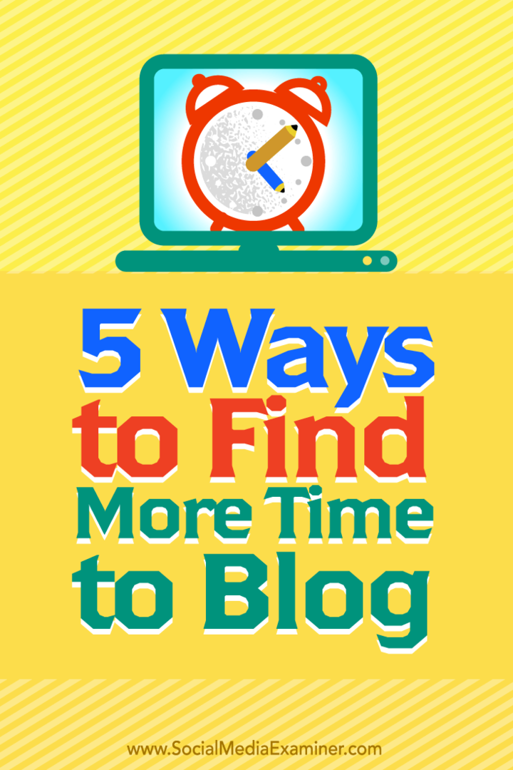 Dicas sobre cinco maneiras de encontrar mais tempo para um blog.