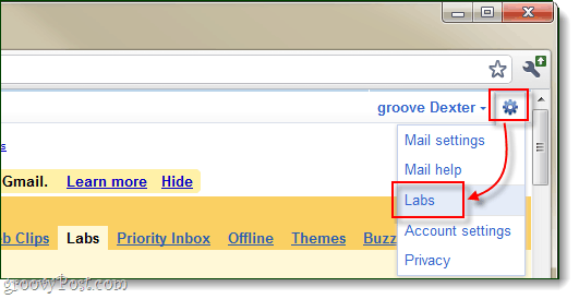 laboratórios de configurações do gmail