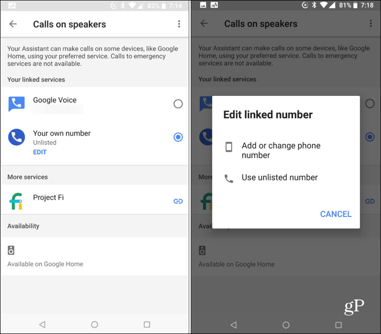 Chamadas Android no Google Home Smart Speaker