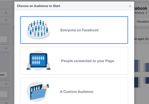 opções de criação de insights de público do Facebook