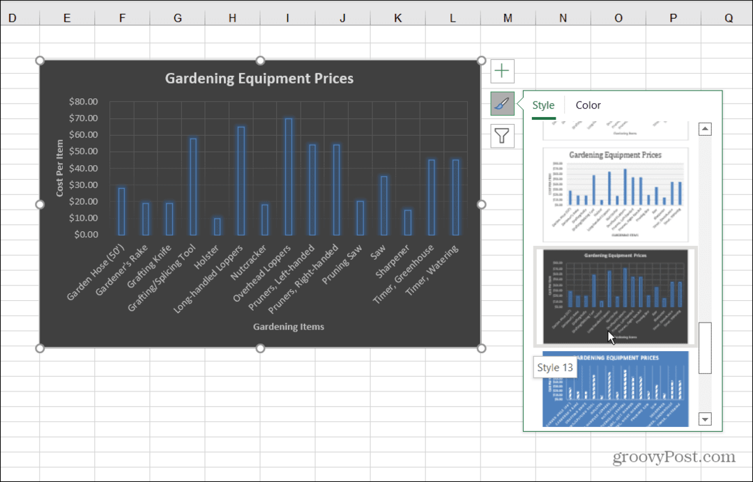 Estilos de Gráfico de Barras Excel