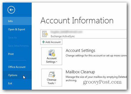 o Outlook 2013 usa opções de arquivo de assinatura