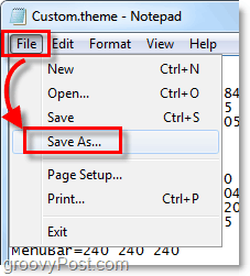 salve o windows 7 .theme como um novo arquivo