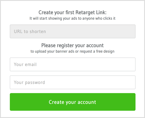 Configure uma conta com RetargetLinks.