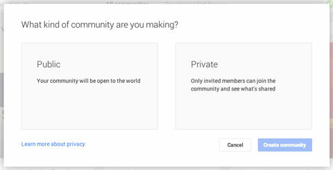 definindo quem pode participar de sua comunidade google plus
