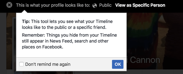 Use o recurso Exibir como para ver como o seu perfil do Facebook aparece para os outros.