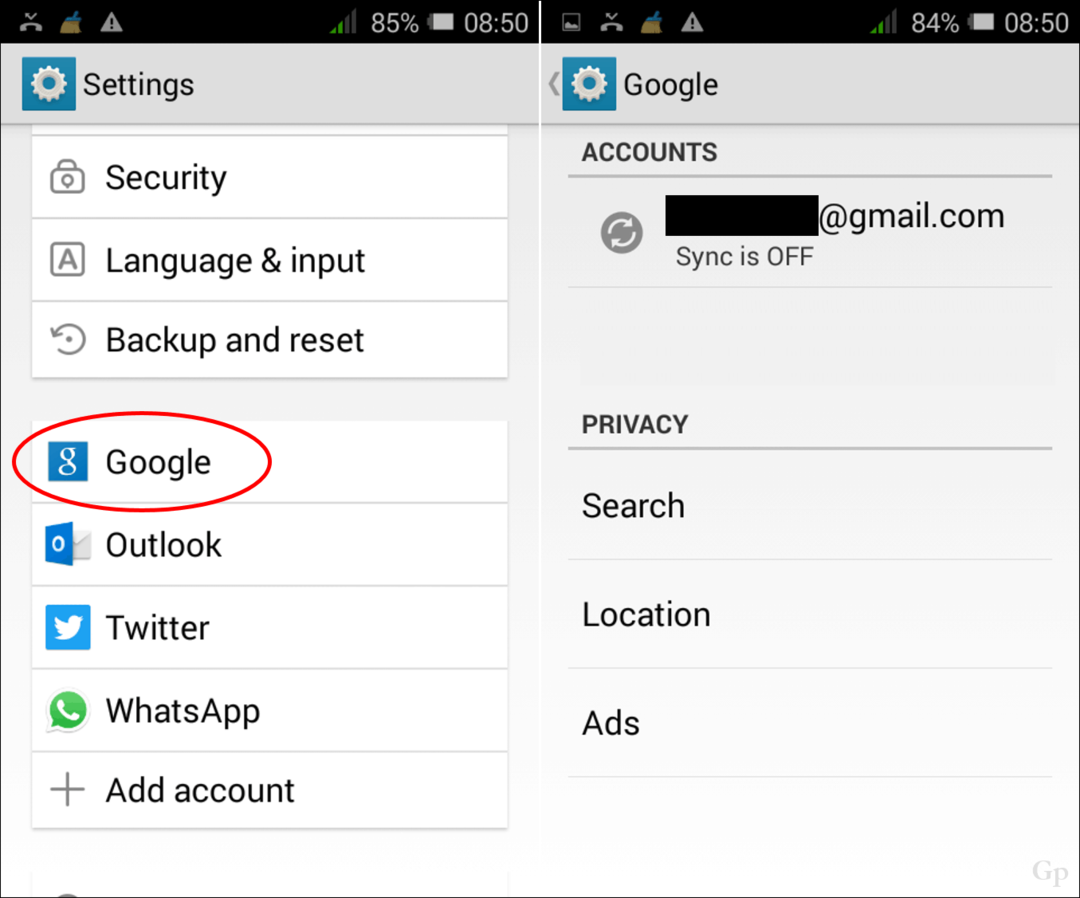 Remover ou alterar contas do Google em um dispositivo Android