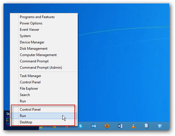 Resultados do menu de energia do Windows 8