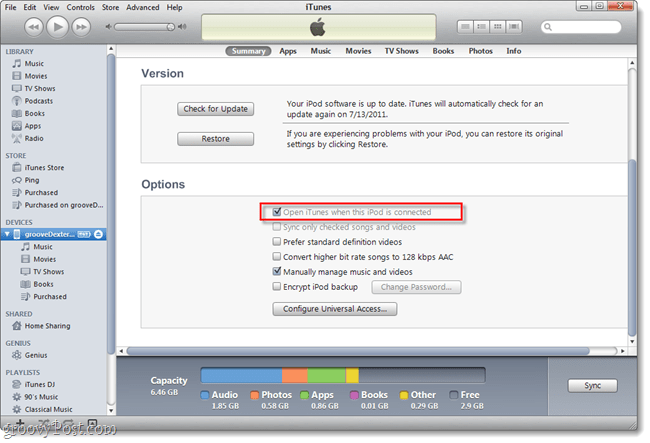 Como impedir que o iTunes seja iniciado automaticamente ao conectar seu iPhone ou IPod