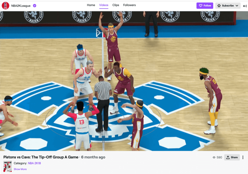Jogo da liga NBA2k no Twitch